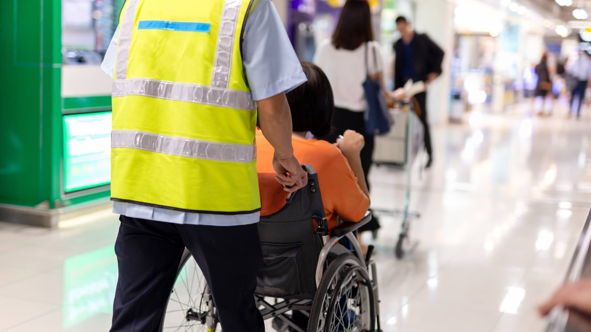 Wheelchair user in airport